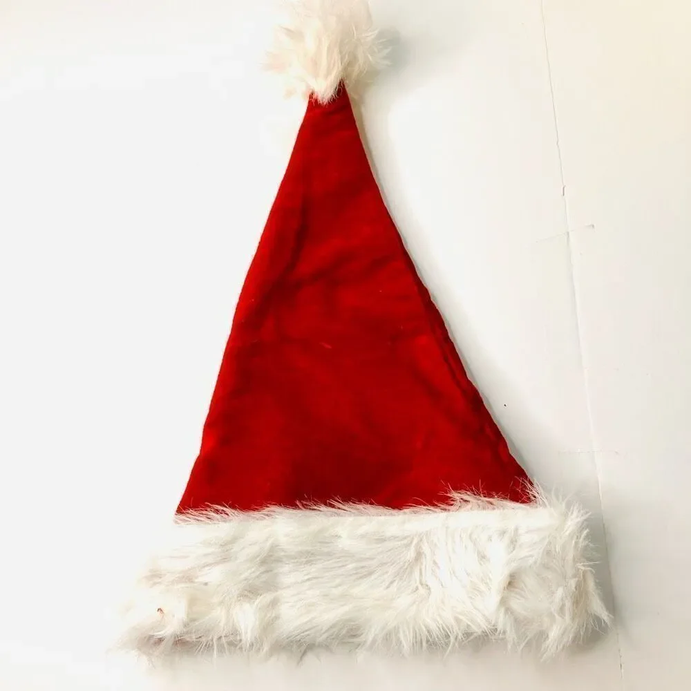 Red Santa Hat with Rhinestone Crown Tiara – Adult Size Holiday Christmas Hat, OS